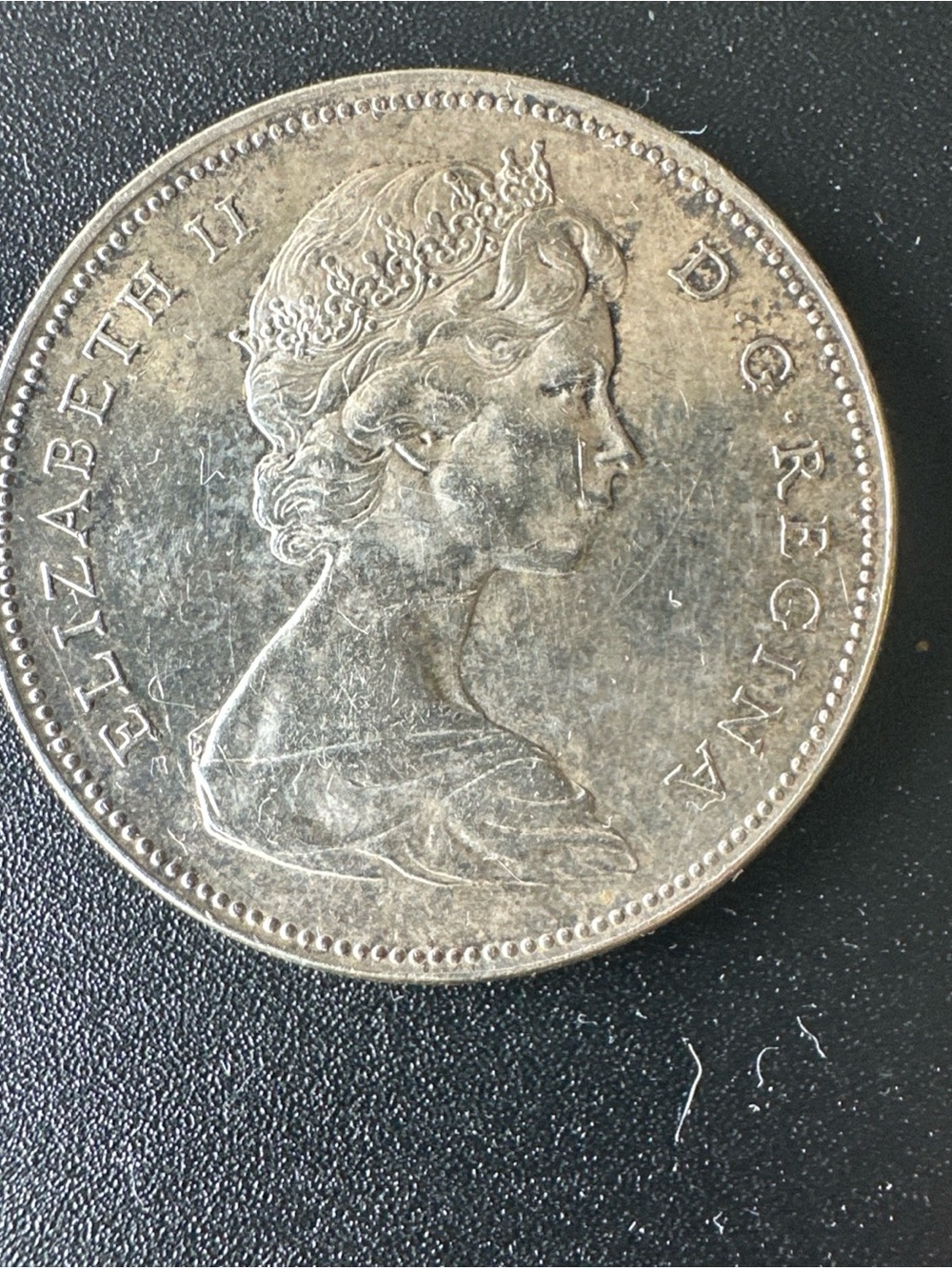 1966 Canada Silver Dollar, 0.800 Silver Coin - SMALL BEAD VARIANT VERY RARE!